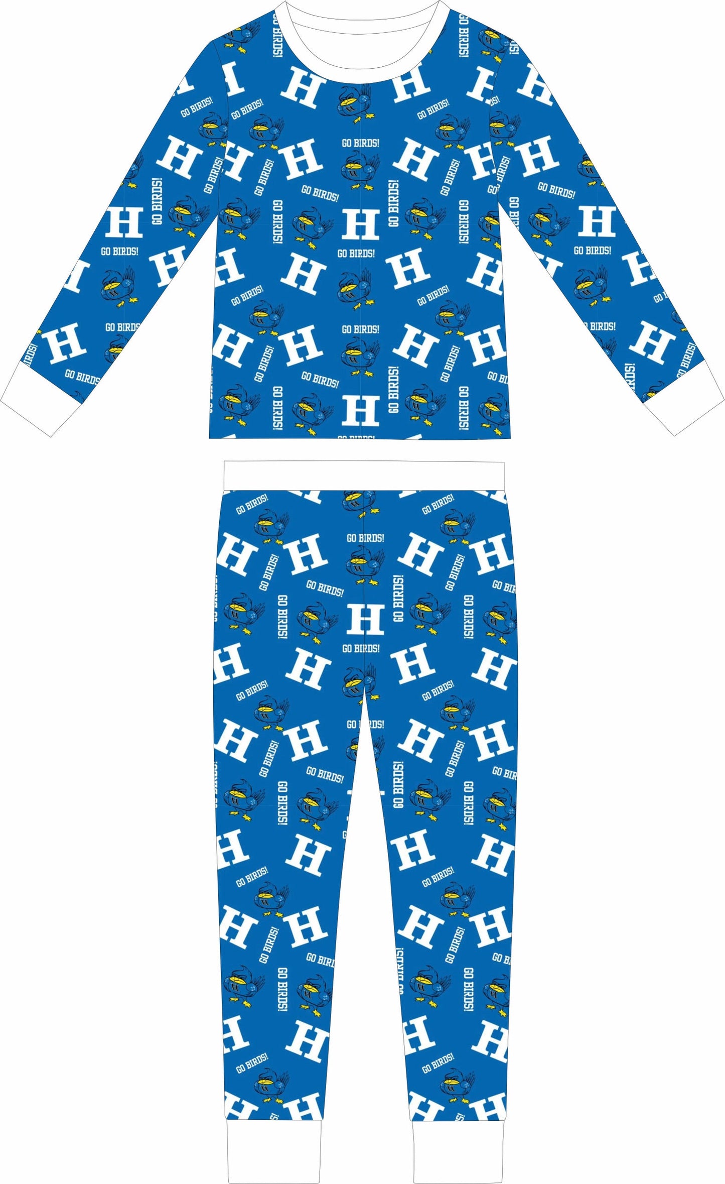 Highlands Bluebirds custom bamboo pajama print closeup — limited edition pre-order pattern detail on 95% bamboo fabric | AddieGrey & Co