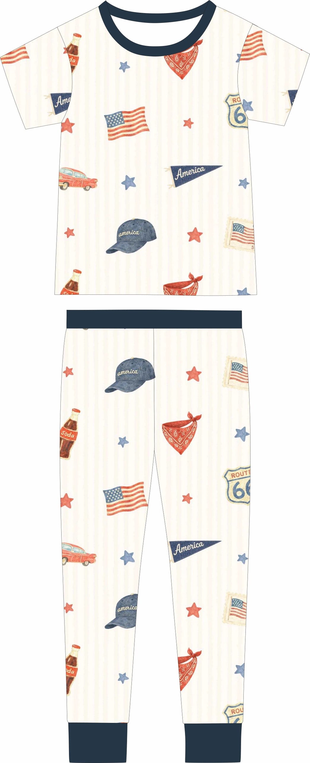 Red White & Snooze bamboo short-sleeve two-piece pajamas — patriotic American summer sleepwear for toddlers | AddieGrey & Co